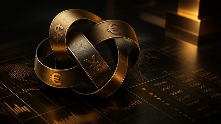 Sculptural global currency ribbons
